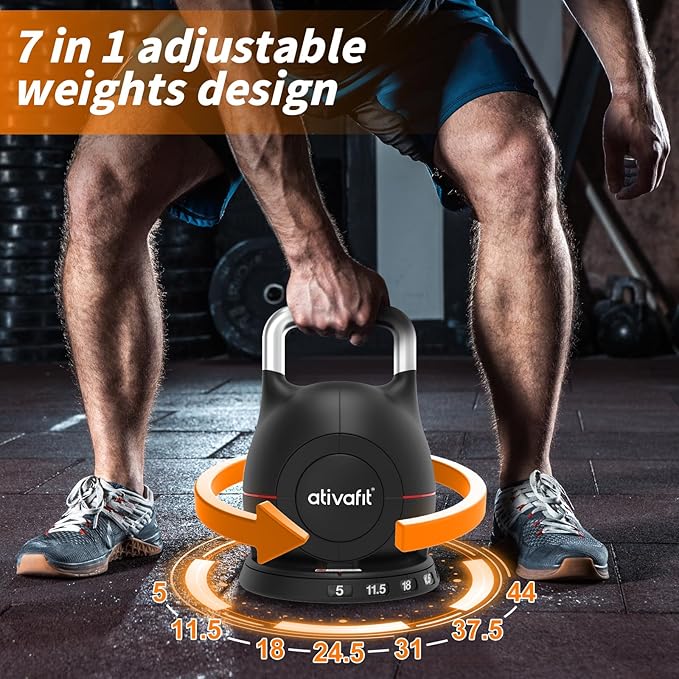 Ativafit 7 in 1 Adjustable Kettlebell 5-44lbs Adjustable
