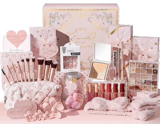 Teen Girl Gifts Trendy Stuff, 10 Positive Affirmation Cards & Empowering Challenges to Unlock 10 Wrapped Makeup Gift Set Motivational Birthday Valentines Day Gift Basket for Tween & Teenage Girls