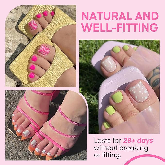 UNA GELLA Square Toe Nail Tips Big Long 312Pcs 15Sizes, Full Cover Soft Gel Toes Nail Tip Pre-etched Fake Acrylic Toe Nail Press Ons For Big Toes Nail Extensions Pedicure Home DIY Nails Salon Soak Off