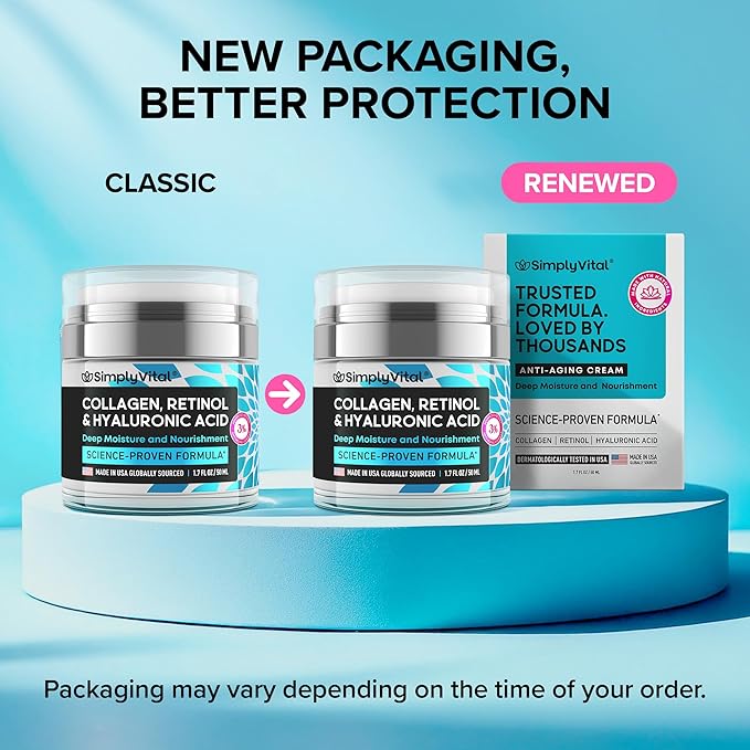 Anti-Aging Face Moisturizer with Retinol, Collagen & Hyaluronic Acid - Made in USA - Moisturizer Face Cream for Women & Men - Firming & Hydrating Neck Cream - Day & Night Skin Care - 1.7 fl oz
