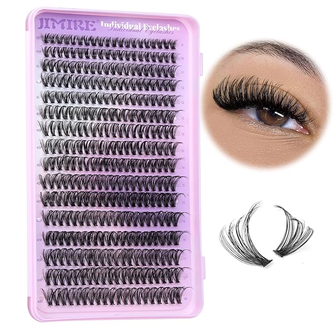 Lash Clusters Wispy 40D Eyelash Clusters 320Pcs Fluffy Cluster Eyelash Extensions D Curl 9-16MM Mixed Individual Lashes DIY Lash Extension Natural False Eyelashes by JIMIRE