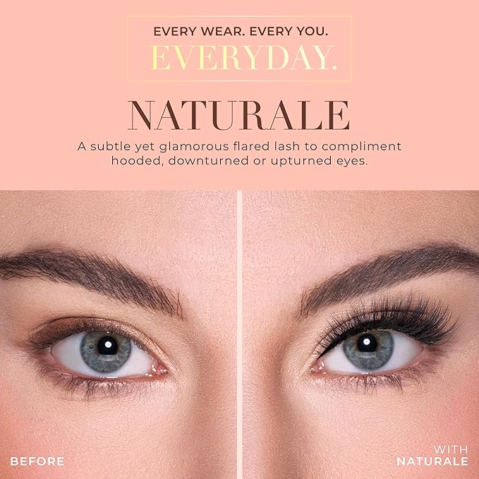 Lilly Lashes Naturale Faux Mink False Eyelashes, 13mm, Reusable, Cat Eye, Wispy Lashes, Black, Pair