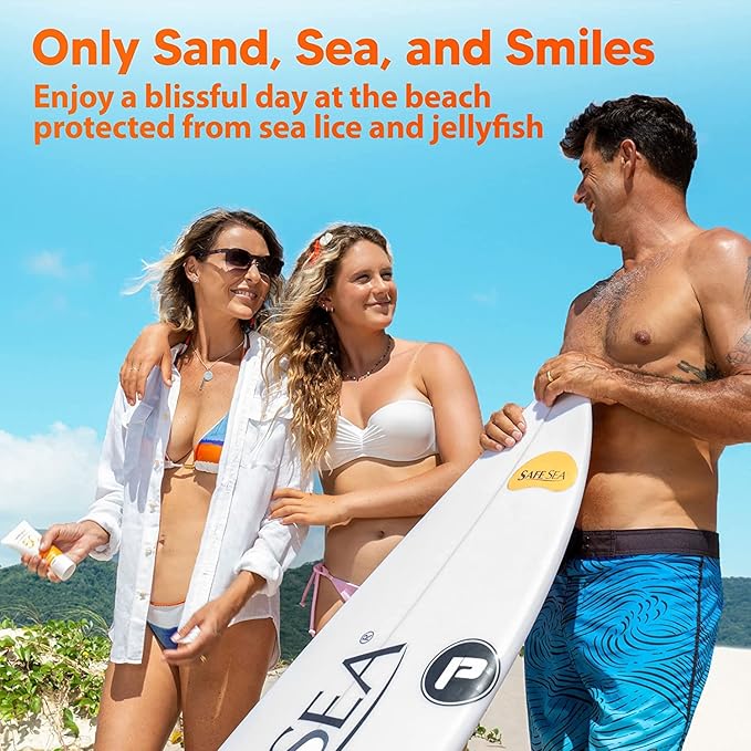 Safe Sea Zinc Oxide Sunscreen SPF30 | Clear Mineral Face And Body Reef Safe Sunscreen Without White Cast | Anti-Jellyfish Sting Protective Lotion | 3.4Oz (100ml) (3 Pack)
