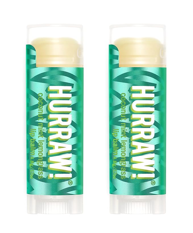 Hurraw! Coconut, Mint, Lemongrass (Pitta) Lip Balm, 2 Pack: Organic, Certified Vegan, Cruelty and Gluten Free. Non-GMO, 100% Natural Ingredients. Bee, Shea, Soy and Palm Free. Made in USA