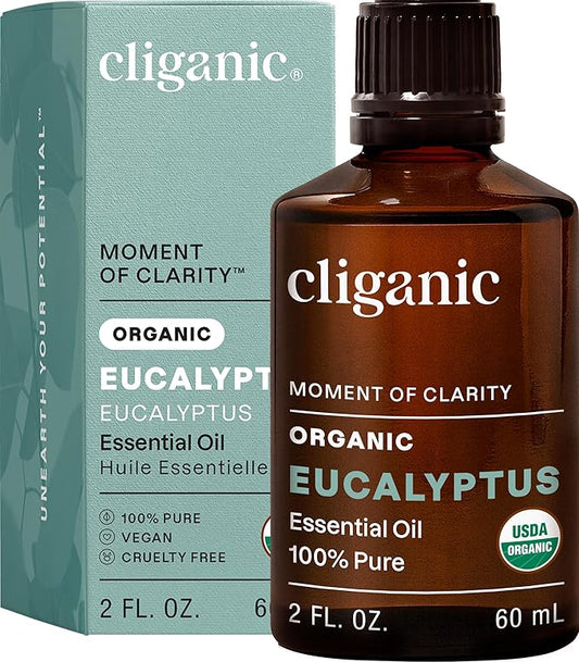 Cliganic Organic Eucalyptus Essential Oil - 100% Pure Natural for Aromatherapy Diffuser | Non-GMO Verified (Packaging May Vary)