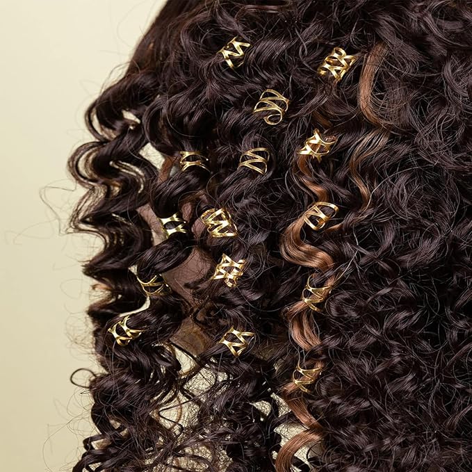 200 Pcs Gold Silver Hair Braids dreadlock hair beads Non-Piercing Ear Clip hair jewelry for braids accessories for Women Men Hair Accessories Styling Tools US219