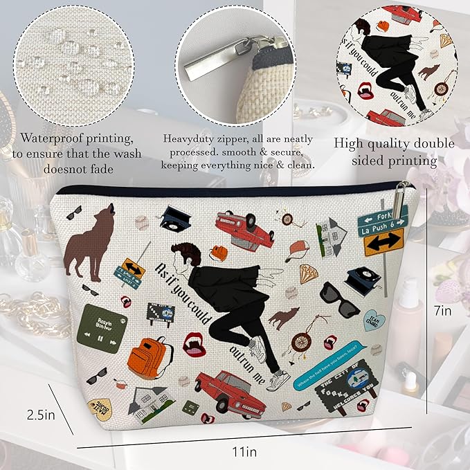 CLHHM Movie Vampire Makeup Bag Tv Show inspired Gift Twi light Merch Gifts for Women Movie Lovers Fans Sister Daughter Teachers Cosmetic Bag