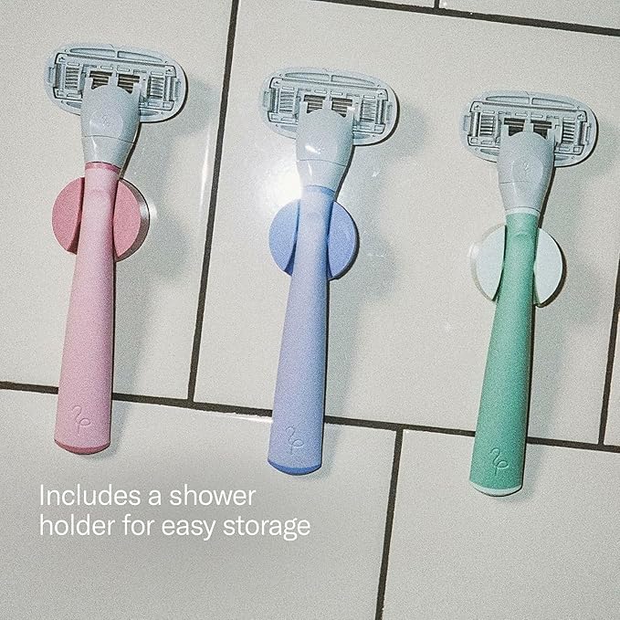 Flamingo Razors for Women, 1 Razor (Sage) Handle, 1 Razor Blade Refill, and 1 Shower Holder