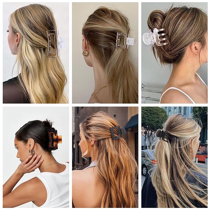 12 Pcs Hair Clips for Women 3 Styles Small Medium Large Claw Clips for Thin Thick Curly Hair, Strong Hold Hair Claw Clips, Stylish Plastic Hair Accessories Ideal Gifts for Women (Transparent)