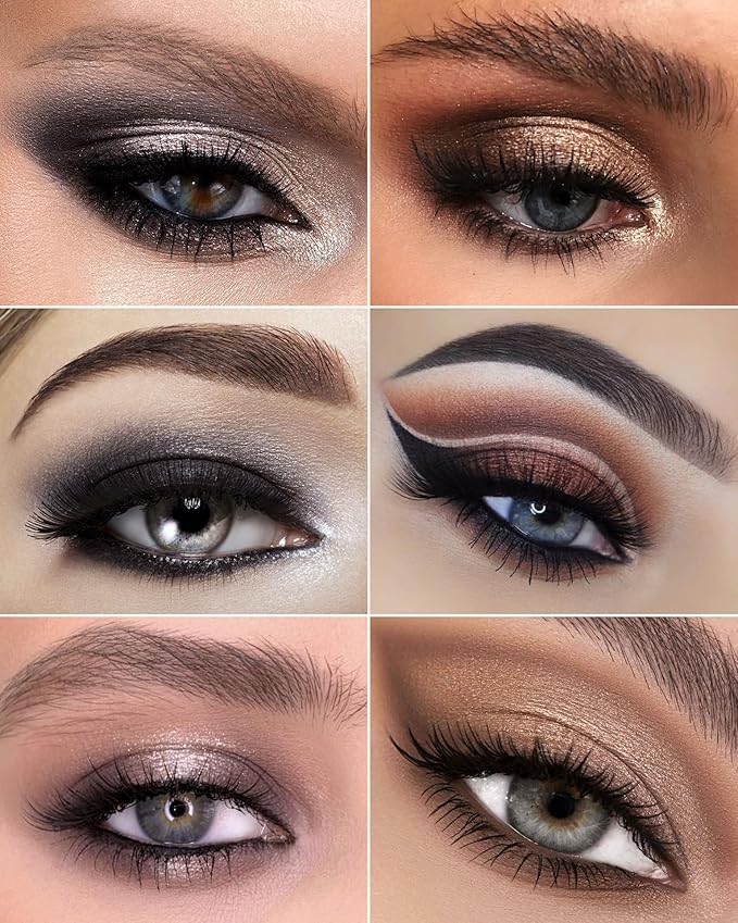 MAKI YIKA Black Smokey Eye Shadow Palette 8Color Dark Grey Eyeshadow for Goth Makeup Black Silver White Gray Eyeshades for Halloween (BlackS)