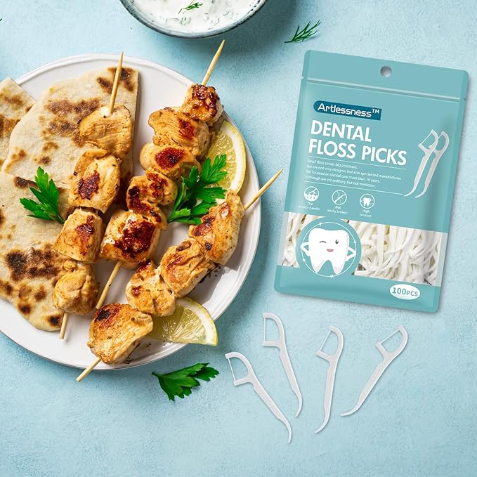 Adult Floss Stick, Floss Picks, 100 pcs per Bag, Comes with a Carrying case for 10 flossing Sticks, The Threads are Made of Special Material for Dental Floss，2 Bags = 200 pcs.