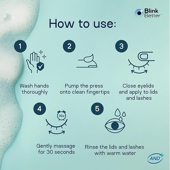 BlinkBetter BetterLids Eyelid Foam Cleanser – Tea Tree Oil Face & Eyelid Wash with Ectoin, Centella, Beta Glucan & Panthenol – 4-in-1 Hydrating, Soothing, Purifying Formula – 2 oz- Preservative Free