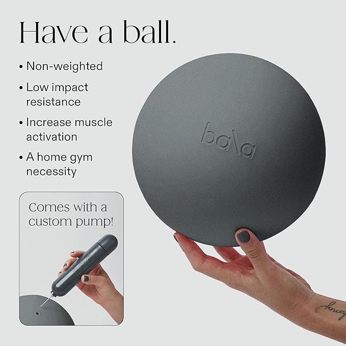 Bala Non-Weighted Exercise Ball - 8" Yoga Ball for Barre, Stretching, Strength & Core Training - Small Pilates Ball Workout Accessory with Mini Pump for Home Gym & Fitness Routines - 100% PVC