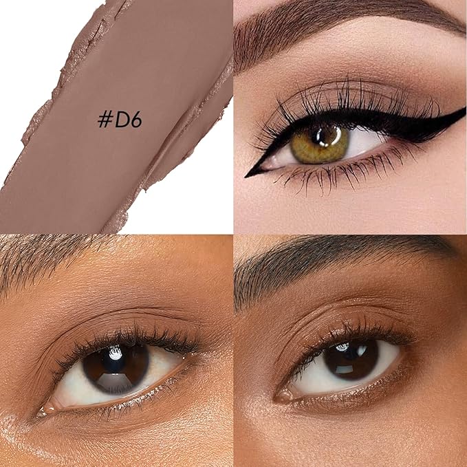 Brown Matte Eyeshadow Stick - Cream Neutral Eyes Shadow Pencil Buildable Brightener Crayon Eyeliner Highlighter Makeup, Lightweight Waterproof & Smudge Proof for Easy Quick Application