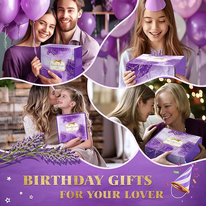 Valentines Day Gifts for Her, Bath Gift Set for Women, Birthday Gifts for Wife Women Sister Mom Auntie Grandma Friends, Relaxing Spa Self Care Lavender Bath Bombs Set﻿