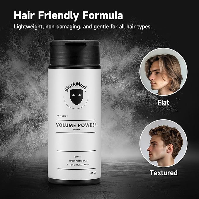 BlackMask Hair Texture Powder for Men, Easy-to-Apply Styling Powder for Dry Hair Looks