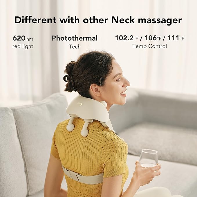 SKG FSA Eligible Cordless Neck Massager for Pain Relief Deep Tissue, Shiatsu Shoulder Massager with Heat, Massage Tools for Trapezius, Lymphatic Drainage, Relaxation Therapy, HSA Items