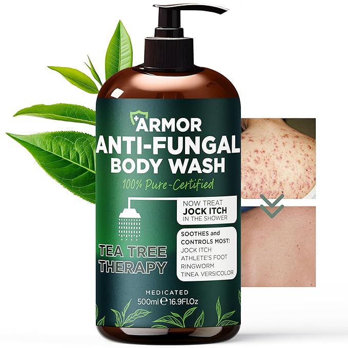 Terramed Just Think Comfort Antifungal Body Wash with Tea Tree Oil | Antifungal Soap Treats Ringworm, Back Acne, Eczema & Jock Itch | Antifungal Body Soap For Men And Women (16.9 oz)