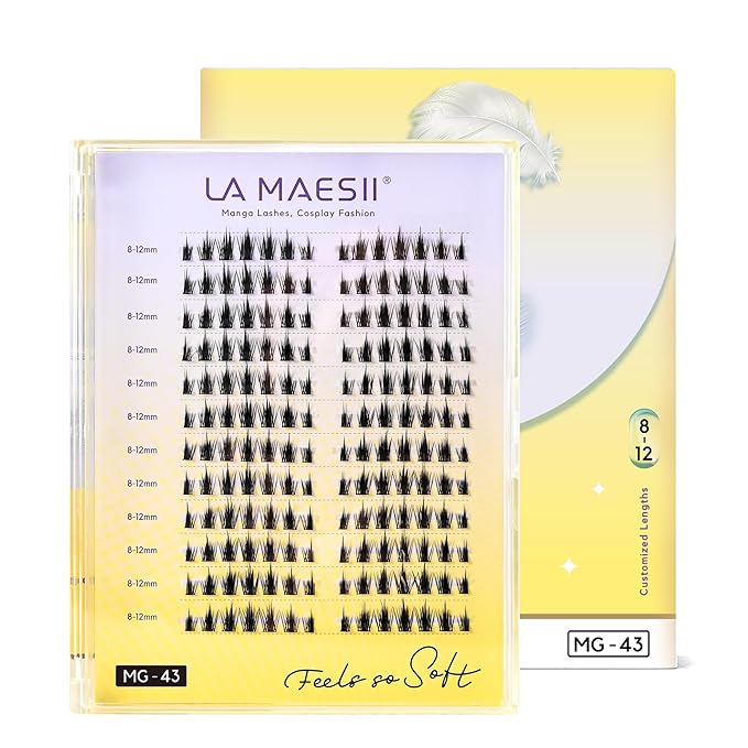 168Pcs Lash Clusters, Natural Manga Eyelash Clusters, C Curl 10-14mm Individual Lashes Eyelash Extension,Large Tray(PL43)
