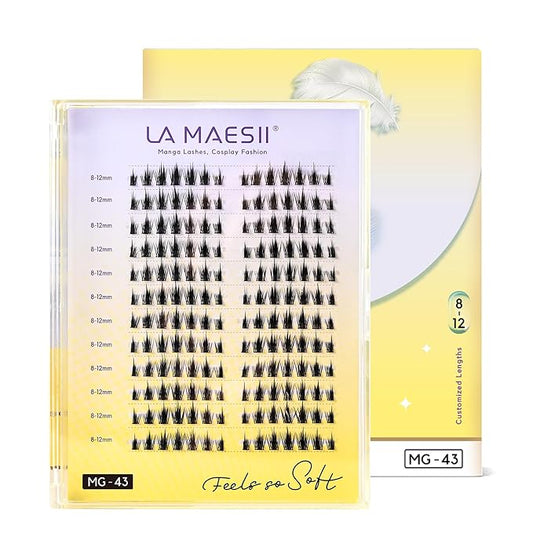 168Pcs Lash Clusters, Natural Manga Eyelash Clusters, C Curl 10-14mm Individual Lashes Eyelash Extension,Large Tray(PL43)
