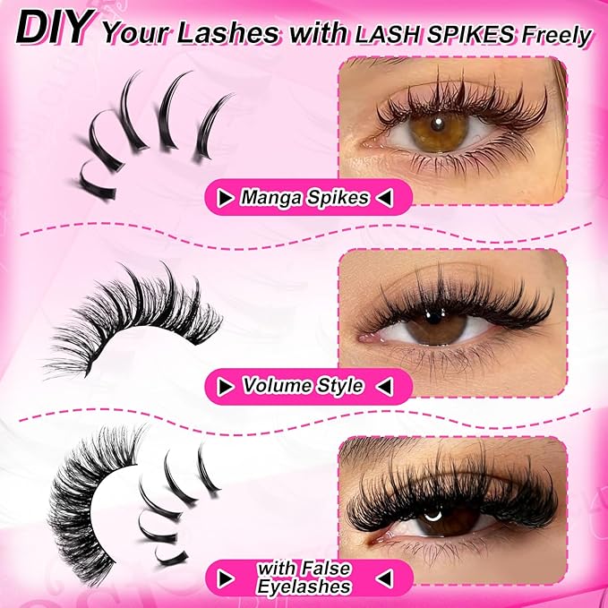 Lash Clusters 100D Eyelash Clusters Lash Spikes 13-19MM Spiky Volume Cluster Eyelash Extensions Long Thick DIY Individual Anime Lashes Clusters D Curl Strip Eyelashes by MilyBest