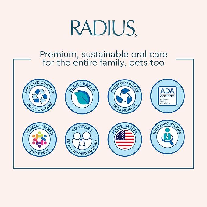 RADIUS Toothbrush Flex Brush BPA Free & ADA Accepted Designed to Improve Gum Health & Reduce Gum Issues - Right Hand - Blue White - Pack of 1