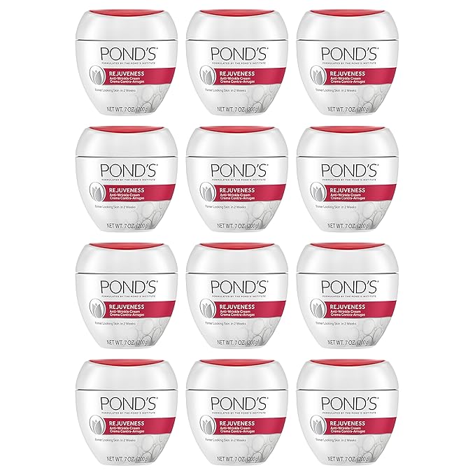 Pond's Rejuveness Face Cream for Women, Anti-Aging Face Moisturizer Skin Care with Alpha Hydroxy Acid and Collagen, 7 oz, 12 Pack