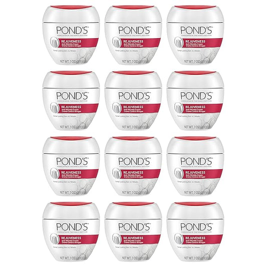 Pond's Rejuveness Face Cream for Women, Anti-Aging Face Moisturizer Skin Care with Alpha Hydroxy Acid and Collagen, 7 oz, 12 Pack