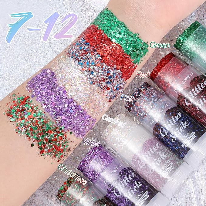 Silver Body Glitter Stick, Metallic Gel Face Glitter for Women and Girls, Gel Formula Hair Accessories for Festival Concert Party Makeup, Stage Performance Cosplay Costume Events