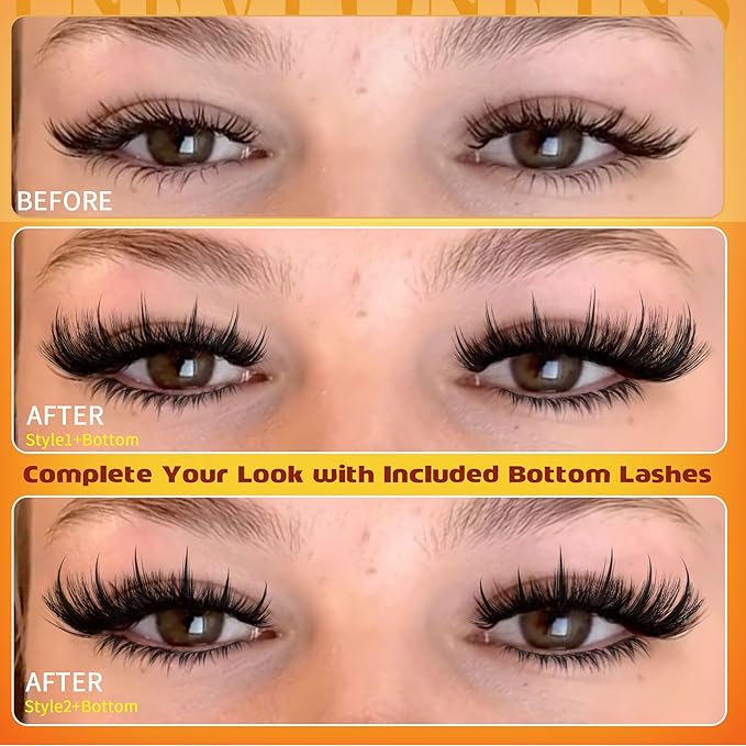 Fluffy Lash Clusters with Bottom Eyelash Clusters Manga Cluster Eyelash Extension Wispy Lashes Clusters with Spikes Fairy Individual Lashes Extension Anime Cluster Lashes by TNFVLONEINS (276Pcs)