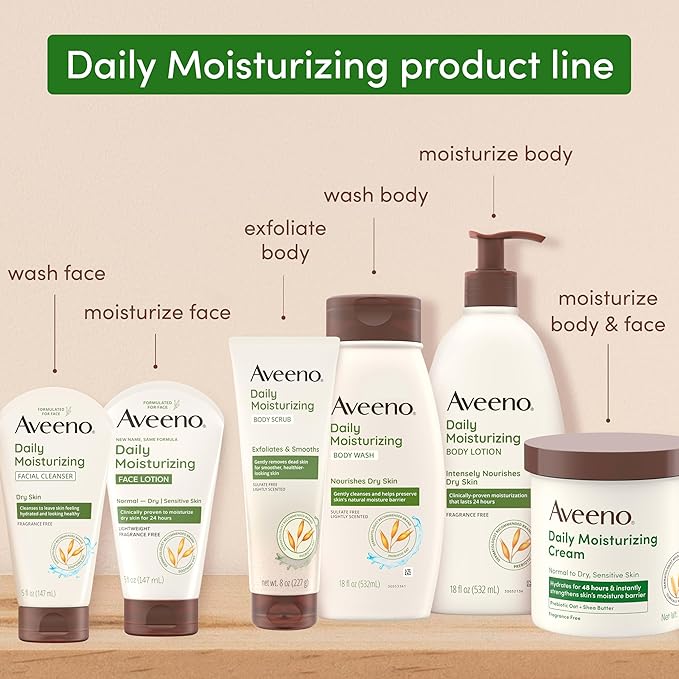 Aveeno Daily Moisturizing Face Lotion with Soothing Prebiotic Oat, Gentle Lotion Nourishes Normal to Dry Skin With Moisture, Facial Lotion for Sensitive Skin, Fragrance-Free, 5 oz