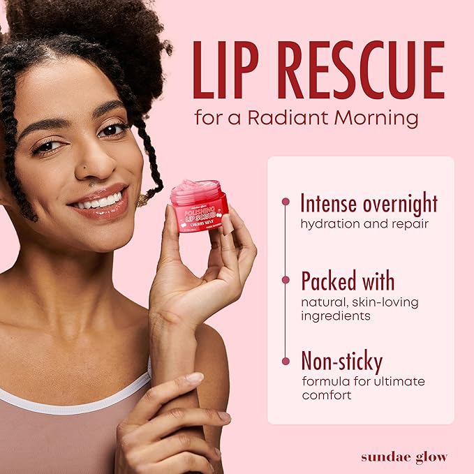 Sundae Glow Lip Mask & Scrub – Apple, Pear, Cherry & Mint – Hydrates, Exfoliates, Softens, Repairs Dry & Chapped Lips – Dermatologist Tested, Korean Skin Care – Vegan, Clean Beauty – Duo Pack