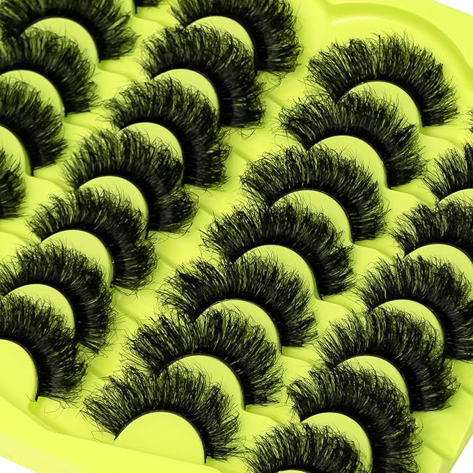 Mink Lashes Fluffy 20mm Stirps Lash Volume False Eyelashes 14 Pairs 8D Cat Eye Lashes D Curl Dramatic Soft Eyelash 25mm Big Long Lash Strips Lashes Pack That Look Like Extensions