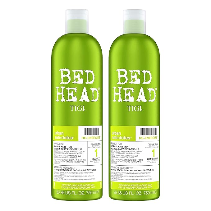 Bed Head by TIGI Urban Antidotes Re-Energize Daily Shampoo and Conditioner 25.36 fl oz 2 count (Pack of 2)