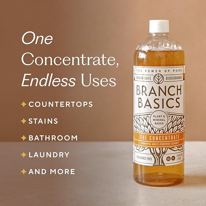 Branch Basics Concentrate (33.8 oz) + Oxygen Boost (2 lbs) | Multi-Surface All Purpose Cleaner Concentrate + Natural Stain Remover, Grout Cleaner | Human-Safe, Fragrance Free