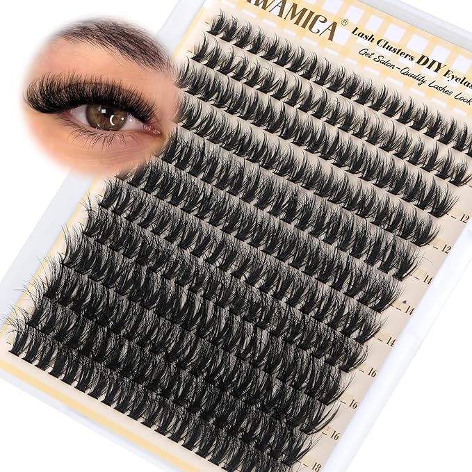 Yawamica Wispy Lash Clusters Natural Cluster Eyelash Extensions Fluttery Eyelash Clusters C Curly Individual Lashes 10-18mm Cluster Lashes Waterproof DIY Lash Extension at Home by Self