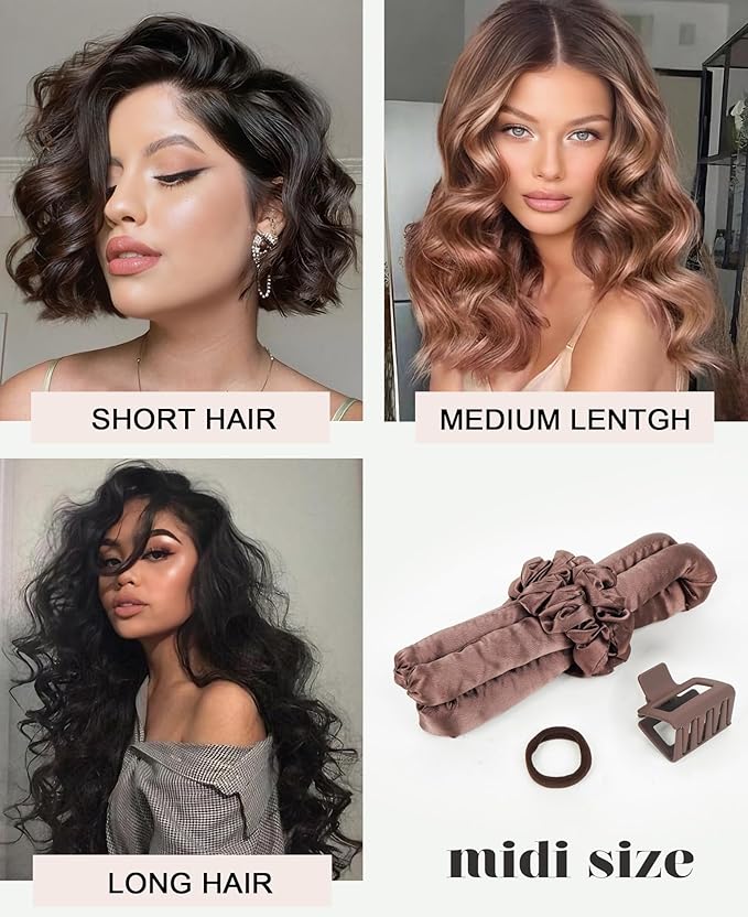 Small Heatless Curls Overnight Hair Curlers Rollers for Short Medium Hair to Sleep in, No Heat Curls Overnight Blowout Flexi Rods, Satin Heatless Curlers Curling Set for Fine Thin Hair