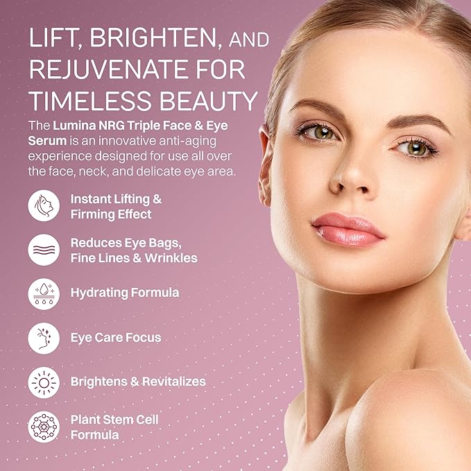 Lumina NRG Triple Face & Caffeine Eye Serum - Firming & Smoothing with Vitamin C & Coffee Arabica - Lift & Minimize Fine Lines & Wrinkles for Radiant Skin