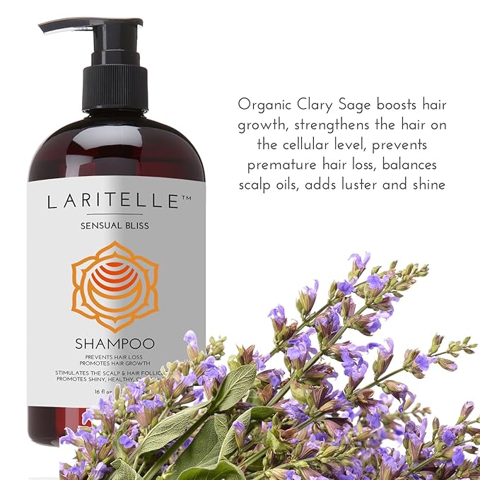Laritelle Organic Hair Growth Set | Shampoo 16 oz + Conditioner 16 oz + Hair Loss Treatment 4 oz | Argan Oil, Rosemary, Palmarosa & Orange | NO GMO, Sulfates, Gluten, Alcohol, Parabens, Phthalates