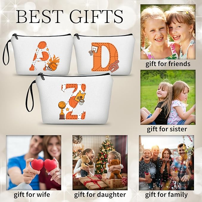 ARIOSEY Basketball Gifts Monogrammed Cosmetic Travel Makeup Bag Basketball Accessories Graduation Birthday Gifts for Girls Coaches Daughters Team Friend Mom Player-Z
