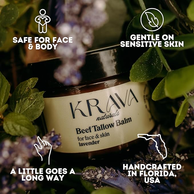 Krava Naturals Beef Tallow for Skin, Beef Tallow for Face, Whipped Tallow Balm, Beef Tallow Moisturizer - Tallow Face Moisturizer, Tallow Cream | 100% Grass Fed, Unscented, 2 oz