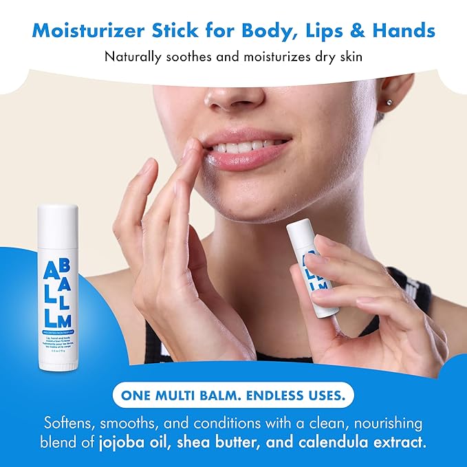 Zizia Unscented Multi All Balm Stick – Moisturizing and Hydrating Stick for Lips, Hands & Body – with Shea Butter, Jojoba Oil, Aloe Vera, Calendula – Beauty Moisturizer - Travel Essentials - 0.5 oz