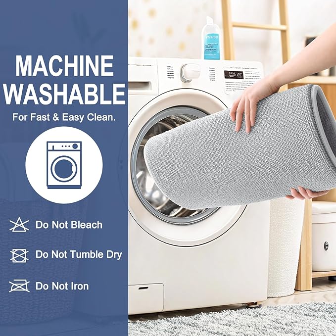 OLANLY Thick Memory Foam Bath Mat Rug 50x30, Extra Soft Absorbent Bathroom Rug, Quick Dry Bath Mats, Non-Slip, Machine Washable Carpet for Bathroom, Tub and Shower, Home Decor Accessories, Light Grey