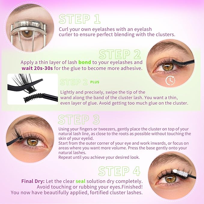 Spiky Lash Clusters Kit Manga Eyelash Extensions Kit with Lash Bond and Seal Doll Anime Lash Extensions with Invisible Band Natural Volume Individual Lashes Kit 165Pcs 8MM-16MM