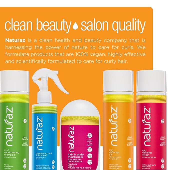 Naturaz Curl Defining Gel - 100% Vegan, Cruelty Free, Paraben Free - Deep Moisture, Medium Hold, Aloe Vera Based Gel for Curly Hair - Anti-Frizz Curl Definer, Loose Curls and Wavy Hair - 8 Oz