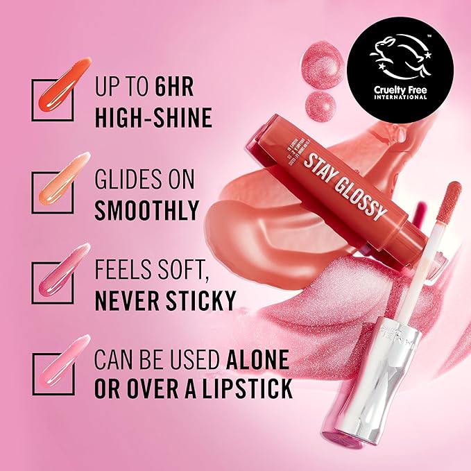 Rimmel Stay Glossy Lip Gloss - Non-Sticky and Lightweight Formula for Lip Color and Shine - 185 Grapevine Groove, .18oz