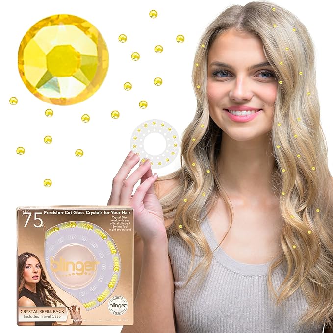 blinger® Shimmer Crystal Refill Pack – as seen on Shark Tank | 5 Discs – 75 Precision-Cut Glass Crystals | Hair-Safe Accessories | Styling Tool Not Included| Daisy 4 mm