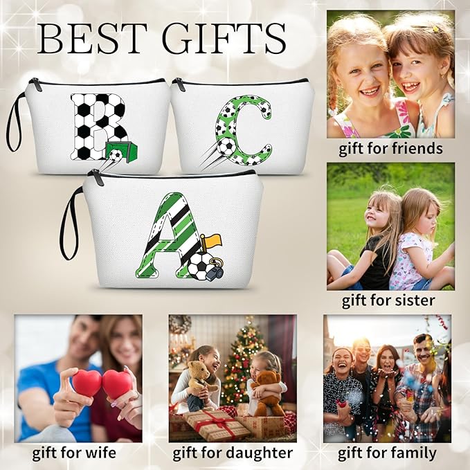 ARIOSEY Soccer Gifts Personalized Soccer Ball Cosmetic Bag for Purse Birthday Inspirational Gifts for Girls Women Team Coach Mom Stuff Travel Organizer,Christmas-A