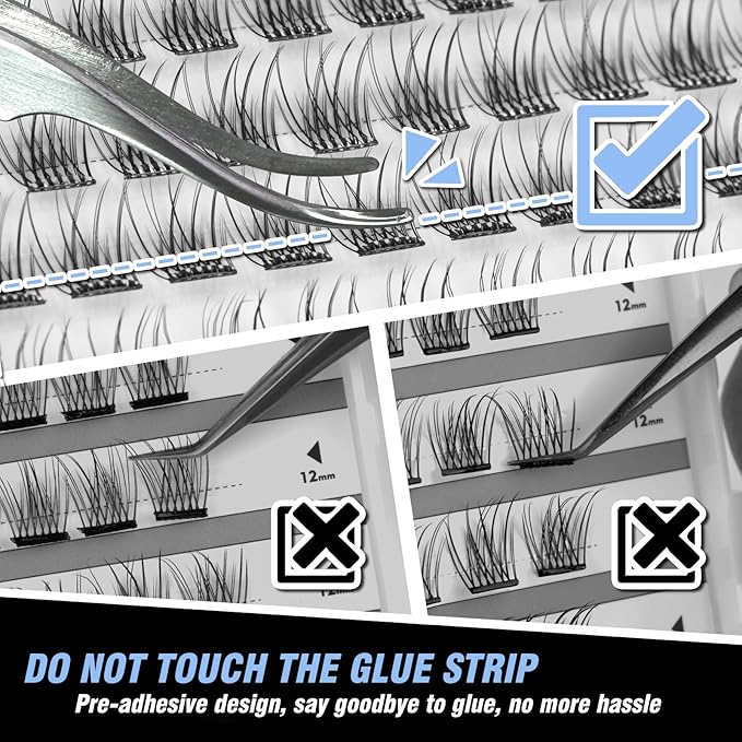 Self Adhesive Eyelashes Upgraded 156 PCS EASITENSION Clusters Kit Lash Clusters DIY Eyelashes Pre Glued No Glue Needed No Remover No residue