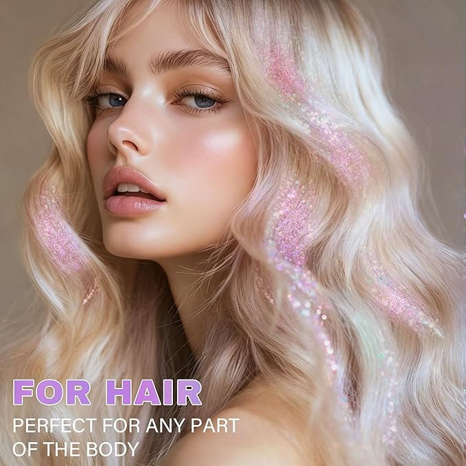 Roll-on Face Body Glitter Gel for Women, 1.69oz Large Capacity Holographic Color Changing Glitter Gel Shimmer Makeup for Singer Concert Festival Rave Accessories, #2 Sparkling Pink